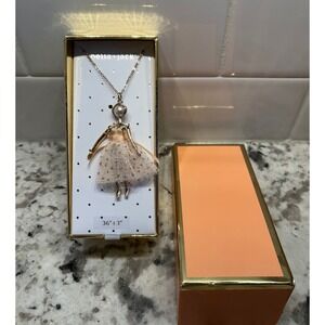 NIB Bella Jack Ballerina Necklace Rose Gold Pearl Tulle Skirt Charm girlhoodcore